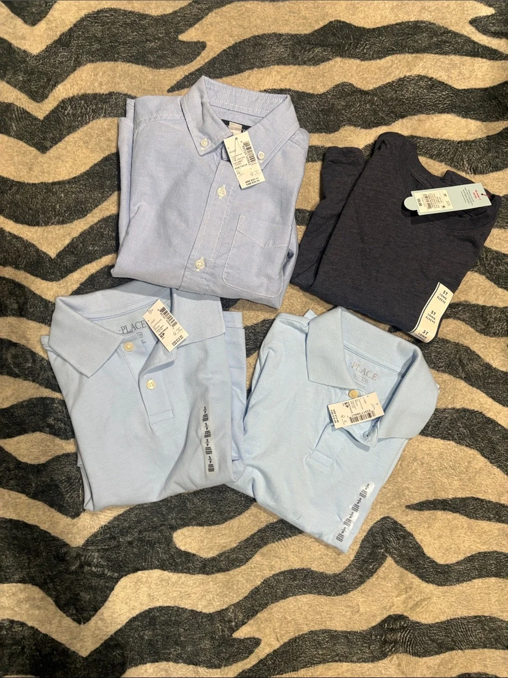 The Children's Place Boys Light Blue & Navy Shirt Set - Polo & Button-Down